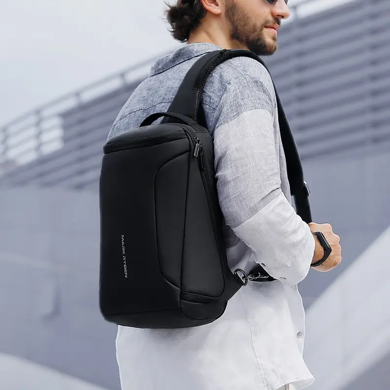 1pc men's crossbody bag, chest bag with USB charging port, multi-compartment large capacity shoulder bag, informal outdoor cycling travel delivery bag