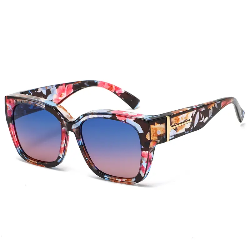 Blue Floral Frame, Blue-To-Pink Gradient Lenses