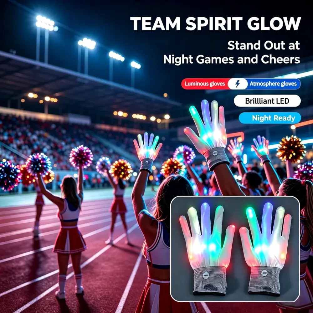 Colorful Flashing LED Glow Gloves, Women's Light-Up Party Accessories, Novelty Photo Props for Party Night Games