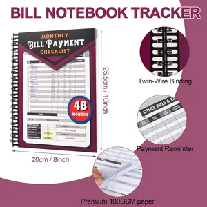 Monthly Bill Payment List Notebook – 4-Year Budget Planner to Track Spending After Holidays, Tax Season & Daily Expenses, 960 Records Financial Organizer