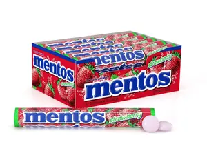 Mentos Chewy Mint Candy Roll, Strawberry, Non Melting, Party, 15 Count (Pack of 15)