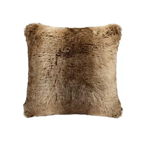 Faux Wolf Fur Throw Pillow