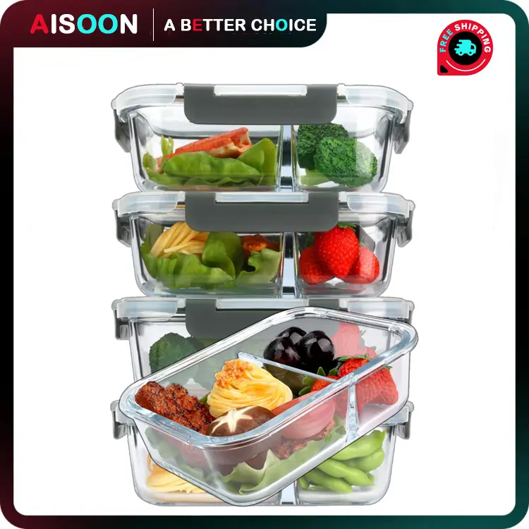 5 Pack 36 oz Borosilicate Glass Meal Prep Containers, Glass Storage Containers with Lids - Dishwahser, Microwave, Oven and Freezer Safe