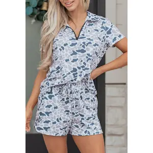 Polo Collar T Shirt Shorts Set Casual