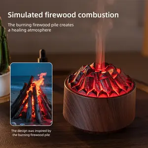 Realistic Charcoal Fire Humidifier, Home Indoor Bedroom Volcano Essential Oil Diffuser, USB Humidifier for Relaxing Atmosphere