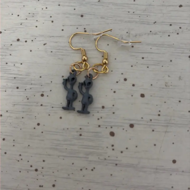 Grey alien earrings