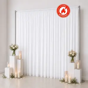 10ft x 12ft Chiffon Backdrop Curtain Panel – White Durable Flame Resistant Sheer Draping Fabric with Rod Pocket
