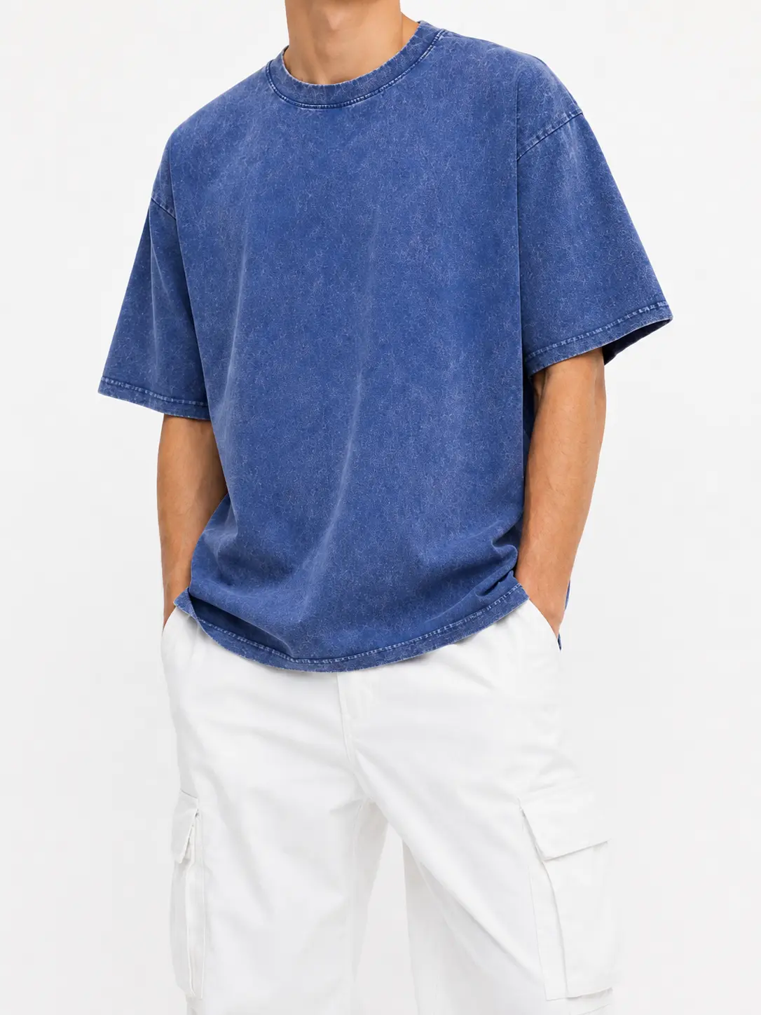 Men's Vintage Washed Oversized Short-Sleeve Cotton T-Shirt - Retro Streetwear Casual Top with Drop Shoulders, Soft Fabric, Unisex Baggy Fit, Leggings, Tshirt