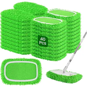 40 Pack Reusable Mop Pads Bulk, Mop Refills with for Dry Wet Use, for Cars, Windows Ceilings, Washable Heads for Multi Surface Use, Suitable for Schools, Hotels, Restaurants
