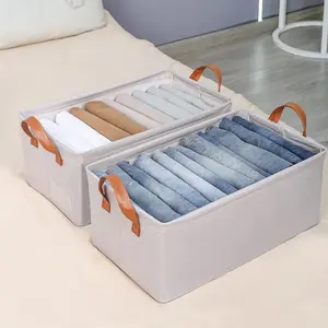 2/3/5pcs Stackable Durable Foldable Storage Baskets, Oxford Cloth Laundry Box, Reinforced Handle Metal Frame, Lid, Universal Use