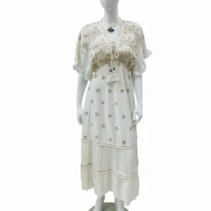 Yilian Short Sleeve Boho Maxi Dress