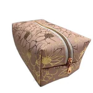 Rose Gold Faux Leather Makeup Bag