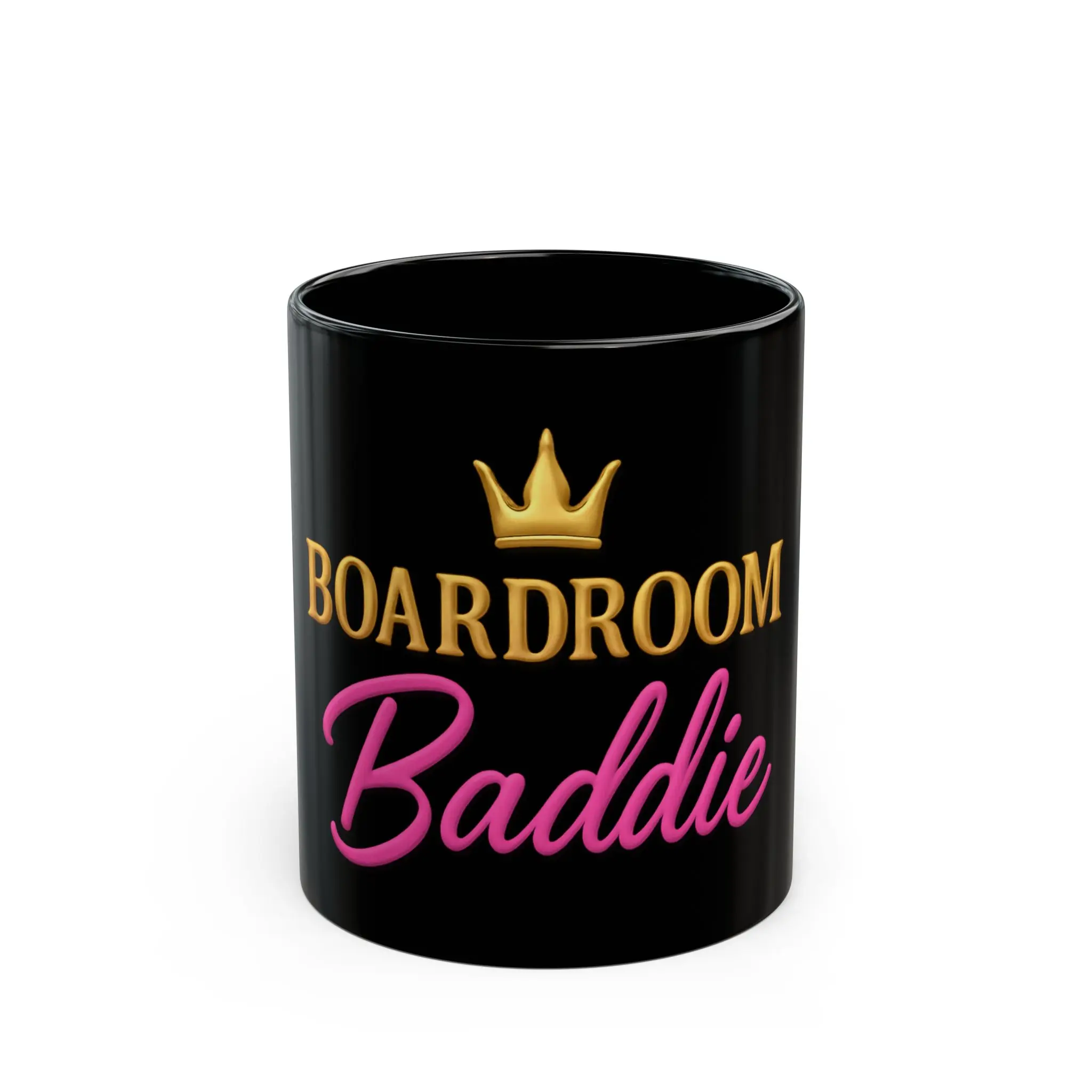 Boardroom Baddie Mug Gold & Pink Boss Ceramic Coffee Cup 11Oz Reusable Washable Glossy Finish Microwave Safe Office Gift Drinkware Tumbler Reuse