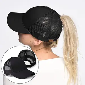 Cotton Trucker Ponytail Cap - Classic Design, 60% Cotton & 40% Polyester, Fitted Baseball Cap Style, Ideal for Everyday Wear