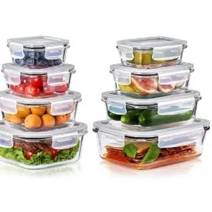 Glass Food Storage Containers Set with Airtight Lids for Meal Prep and Snack Storage