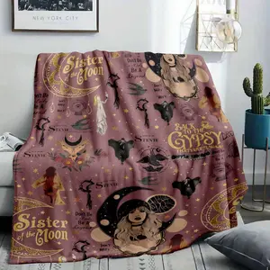 Sister of the Moon Flannel Fleece Throw Blanket - Stevie Nicks Inspired, Back To The Gypsy Lyrics HD Print, Witchy Boho 70s Rock Fan Gift, Sofa Decor (Summerwins Special, Christmas) Tree Pattern happy birthday soft warm spooky season cozy holiday unique