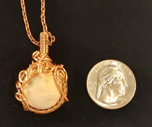 Unpolished Amazonite Wrapped Pendant in Copper Wire