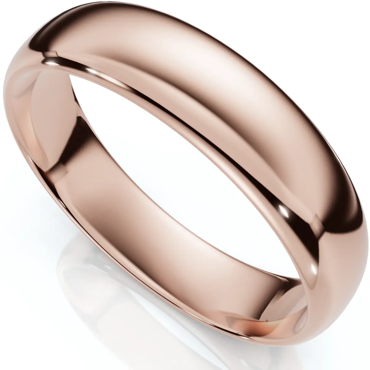 14K Pink Rose Gold 5mm Comfort Fit Wedding Band Ring