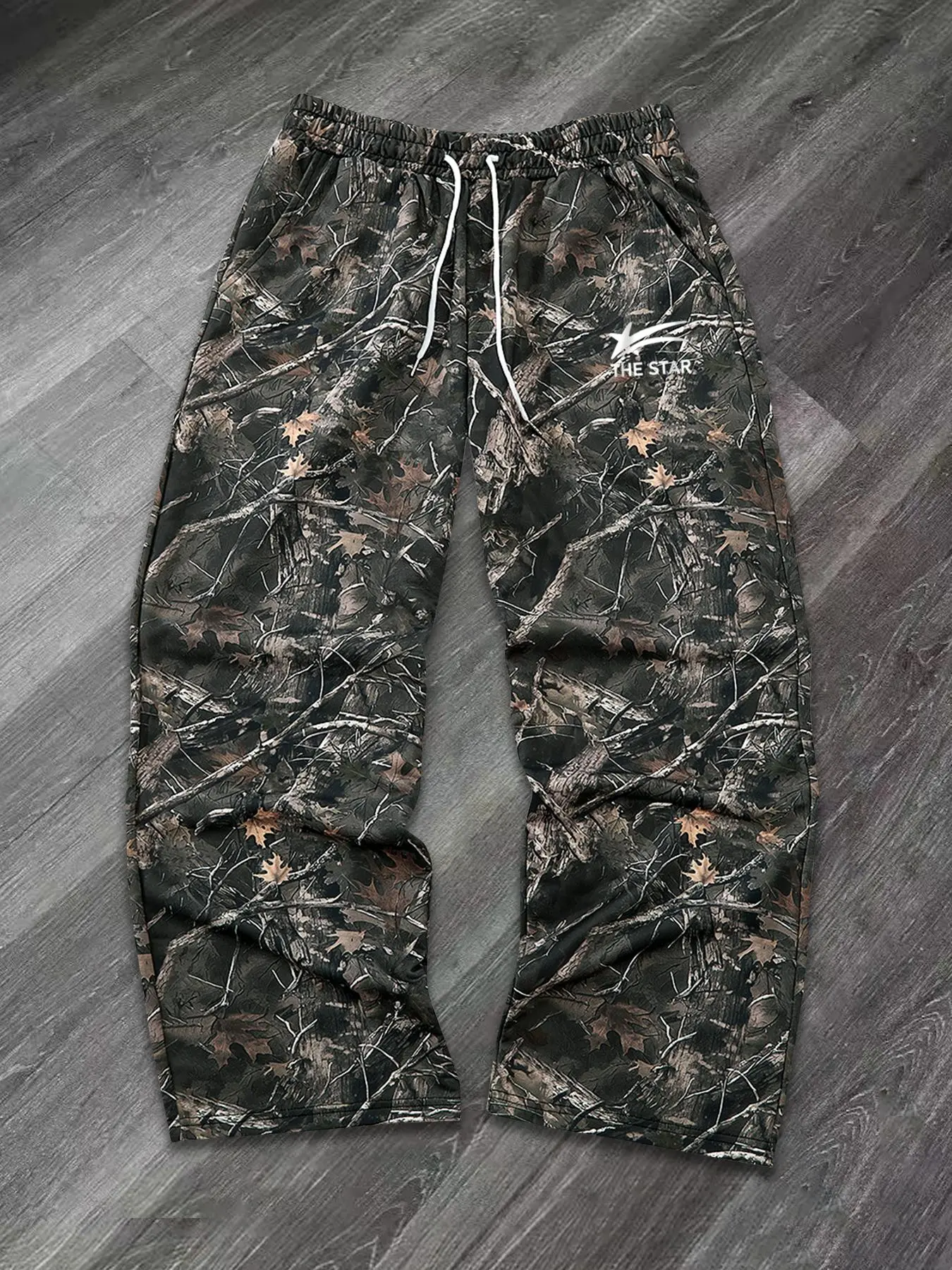 The Star Men's Camo Print Sweatpants Casual Street Comfy Jogger Pants for Fall & Winter Men's Trousers with Drawstring for Daily Wear