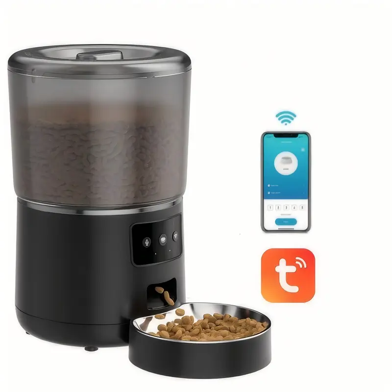 NPET Automatic Pet feeder Button or 2.4G WIFI, 4L large capacity, Customized Meal For Cats Precise Control 1-9 Portions, Smart App Control, Suitable for cats dogs and multiple pets