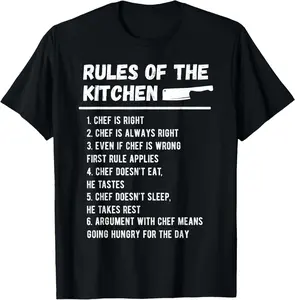 100% Cotton Rules Of The Kitchen Funny Master Cook Restaurant Chef Joke T-Shirt