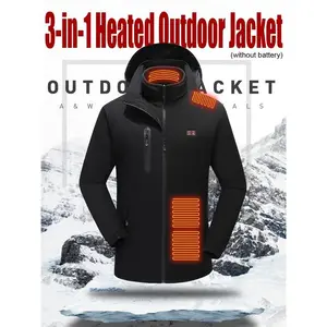 Men's Fall Winter Smart Heating Jacket, Windproof Waterproof Warm Outdoor Coat, Suitable for Skiing Hiking Camping