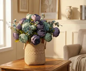 Elegant Artificial Peony Flower Bouquet, Realistic Silk Flowers for Home Decor, Luxury Floral Arrangement for Living Room, Dining Table
