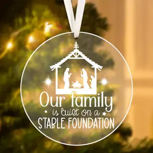 Nativity Scene Acrylic Christmas Tree Decoration, Round Acrylic Ornament for Home Decor, Festive Holiday Accessory for Living Room & Bedroom