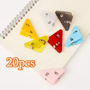 20pcs Triangular Clips, Edge Angle Clips, Colored File Clips, Test Paper Clips, Document Clips, Plastic Long Tail Clips, Butterfly Clips, Student Book Clips, Bill Clips