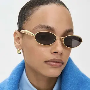 Oval small-frame sunglasses, 2026 new model — European/American style, trendy metal sunglasses with a premium feel, runway-ready