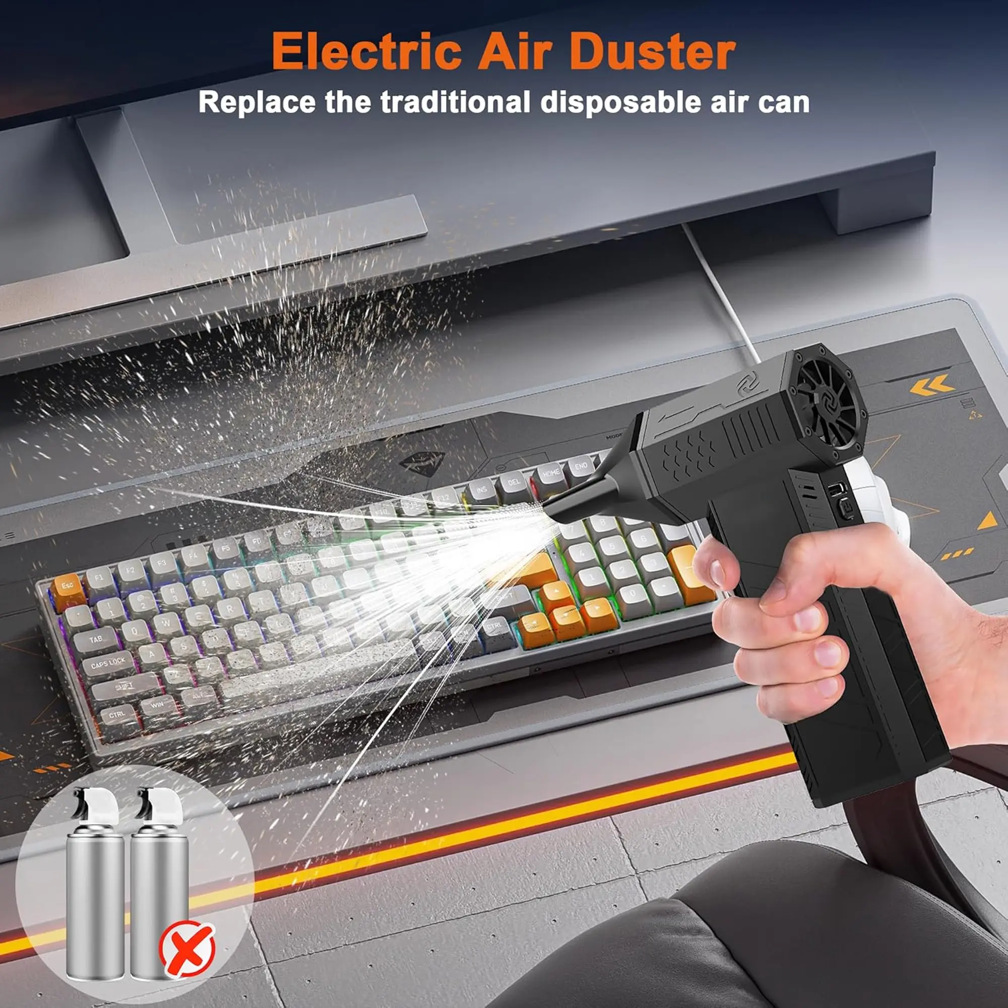 Wireless Wired Dual Use Electric Air Duster Slim Handheld Turbofan Blower Portable Cleaning Tool For Electronic Devices Car Seats