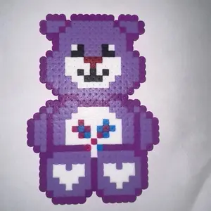 Bear Perler: Purple Pixelated Character Design as Shown in the Image