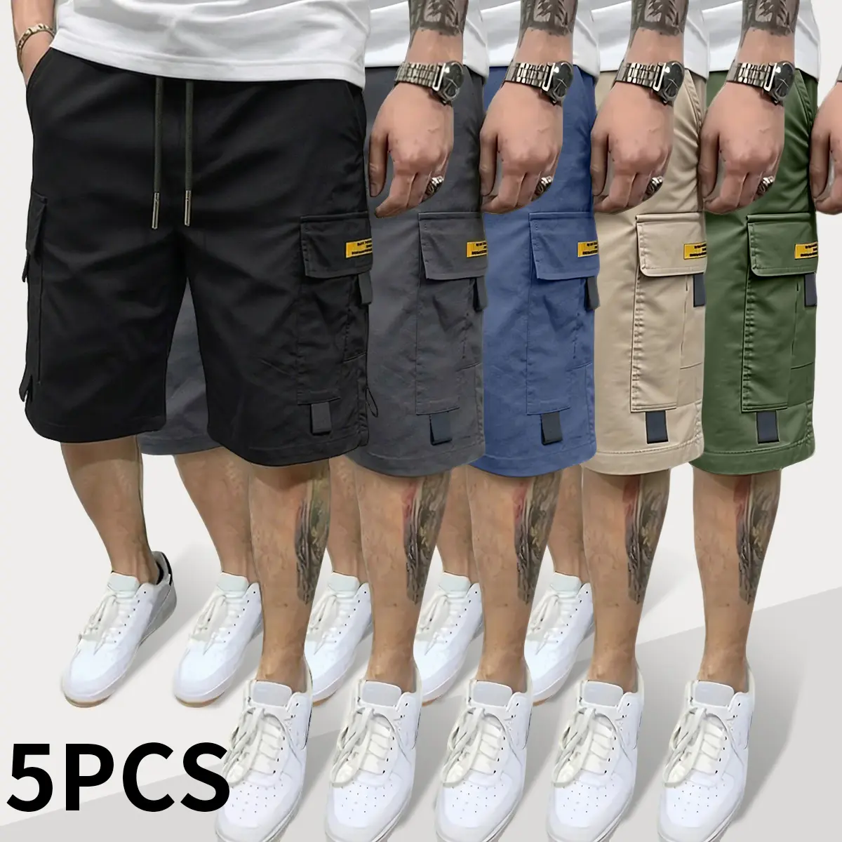 Men's Cargo Shorts with Big Pockets, Relaxed Fit Casual Work Shorts, Breathable Lightweight Cotton Bottoms for Outdoor Activities, Beach, BBQ & Daily Style