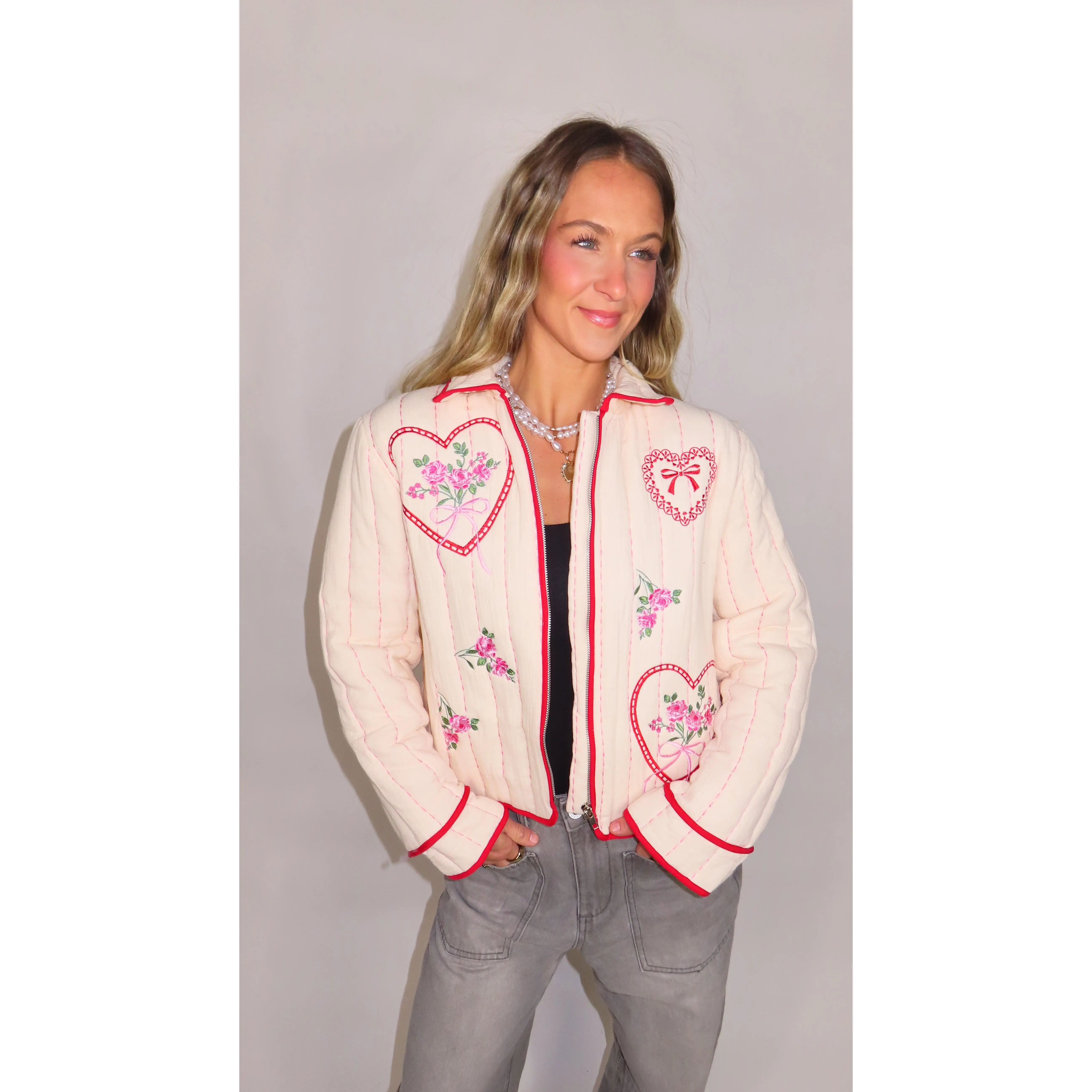 Amelia Embroidered Quilted Jacket