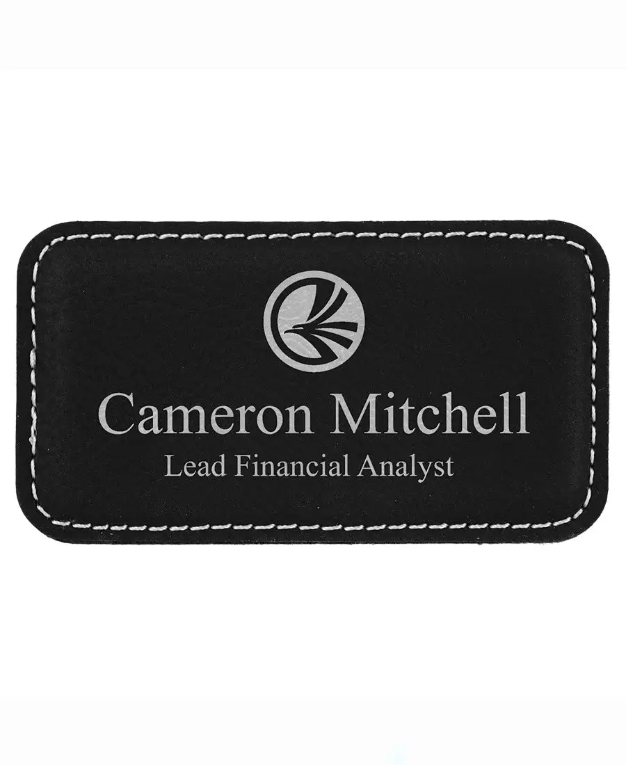Custom Engraved Magnetic Rectangle Leather Name Badges
