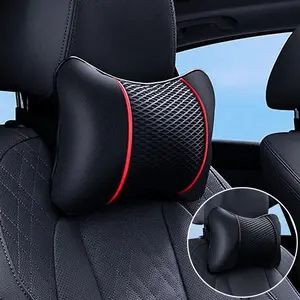 2pcs Universal Car Headrests PU Leather Mesh Breathable Removable Headrest Neck Pillows, Soft Comfortable Seat Rest Cushions, Auto Interior Accessories Decorations, Car Interior Kit