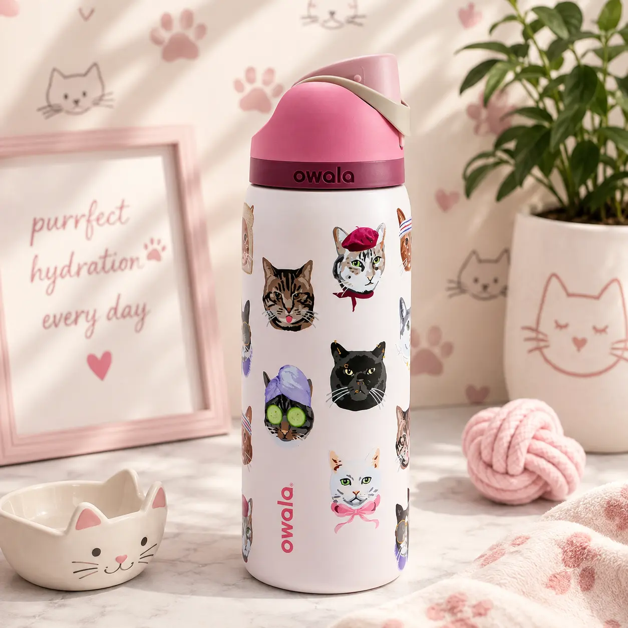 Owala Exclusive Meme Cat Owala FreeSip 0.9L / 32oz Stainless Steel Water Bottle
