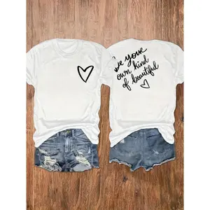 Women's "Be Your Own Kind of Beautiful" Inspirational Print T-Shirt - Casual Round Neck, Short Sleeve Top in Soft Rayon Blend, Perfect for Vacation - Machine Washable