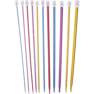 Crochet Hooks 11 Pack Diverse Size Assorted Color Tunisian Afghan Aluminum Knitting Needles Set (2mm to 8mm)
