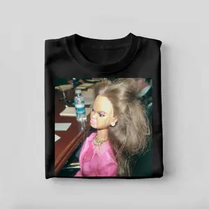 Funny Grumpy Doll Meme Sweatshirt, Y2K Aesthetic Pink Fashion Graphic Pullover, Trendy Oversized Crewneck for Women, Humorous Corporate Satire Streetwear Style Shirt