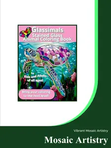 Glassimals Stained Glass Animal Coloring Book 50 Mosaic Designs for Kids Teens Adults Vibrant Mosaic Artistry Bold Dark Lines Easy Coloring Toddler Crayons