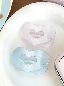 2pcs Heart-Shaped Hollow Flat Duckbill Hair Clips, Super Cute Clips, Stylish Arc Back Hair Claw for Elegant Updos, Sweet Design Hair Accessories, Barrettes Hair Clips, Hair Decor