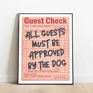Guest Check Print Poster Unframed, Trendy Cute Wall Art, Preppy Room Decor, Unique Lovers Gift, Retro Pink Bar Cart, Home decor, Kitchen Poster
