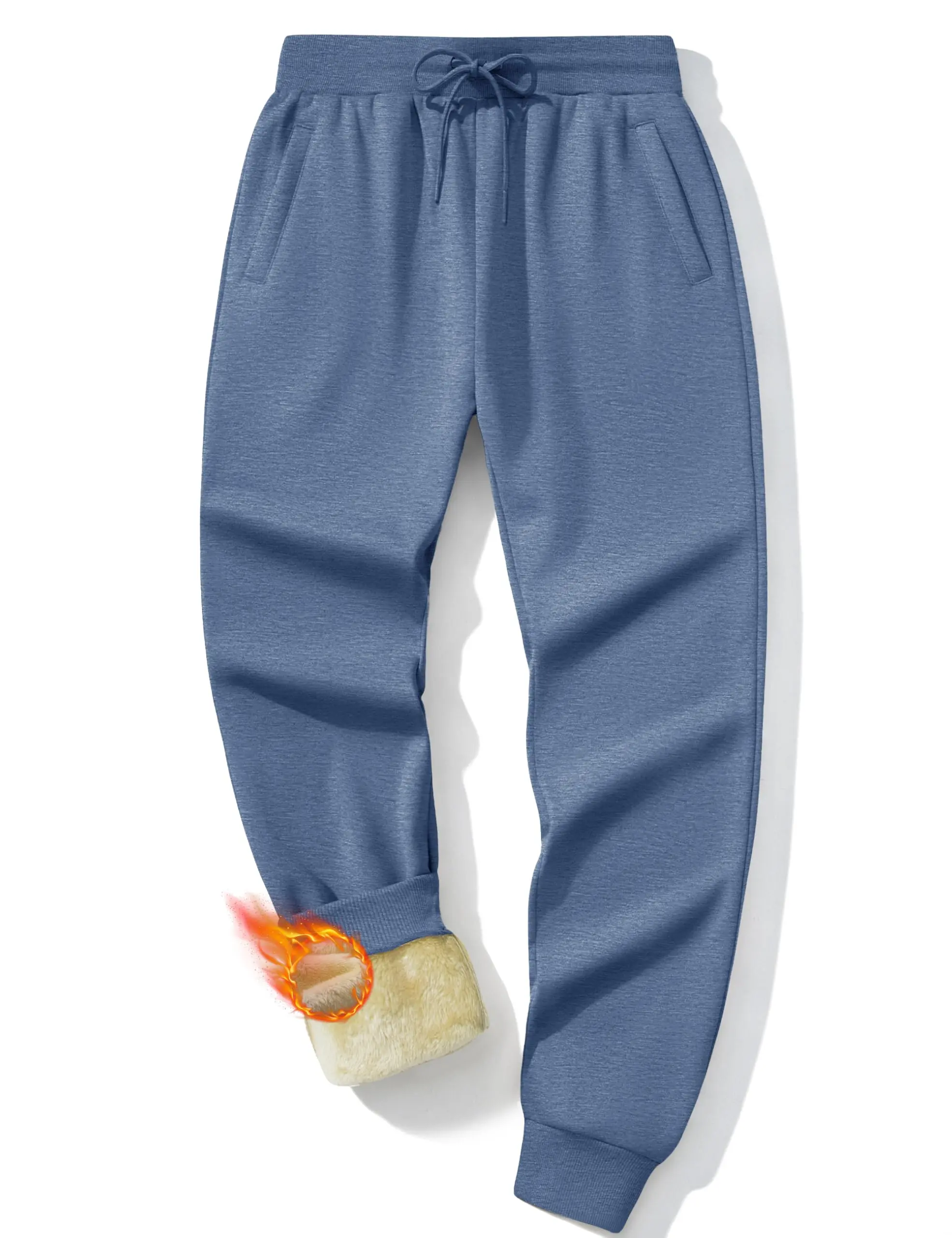 Men's Winter Fleece Lined Pants Sherpa Sweatpants Thermal Warm Heavyweight Joggers Active Pants with 3 Pockets