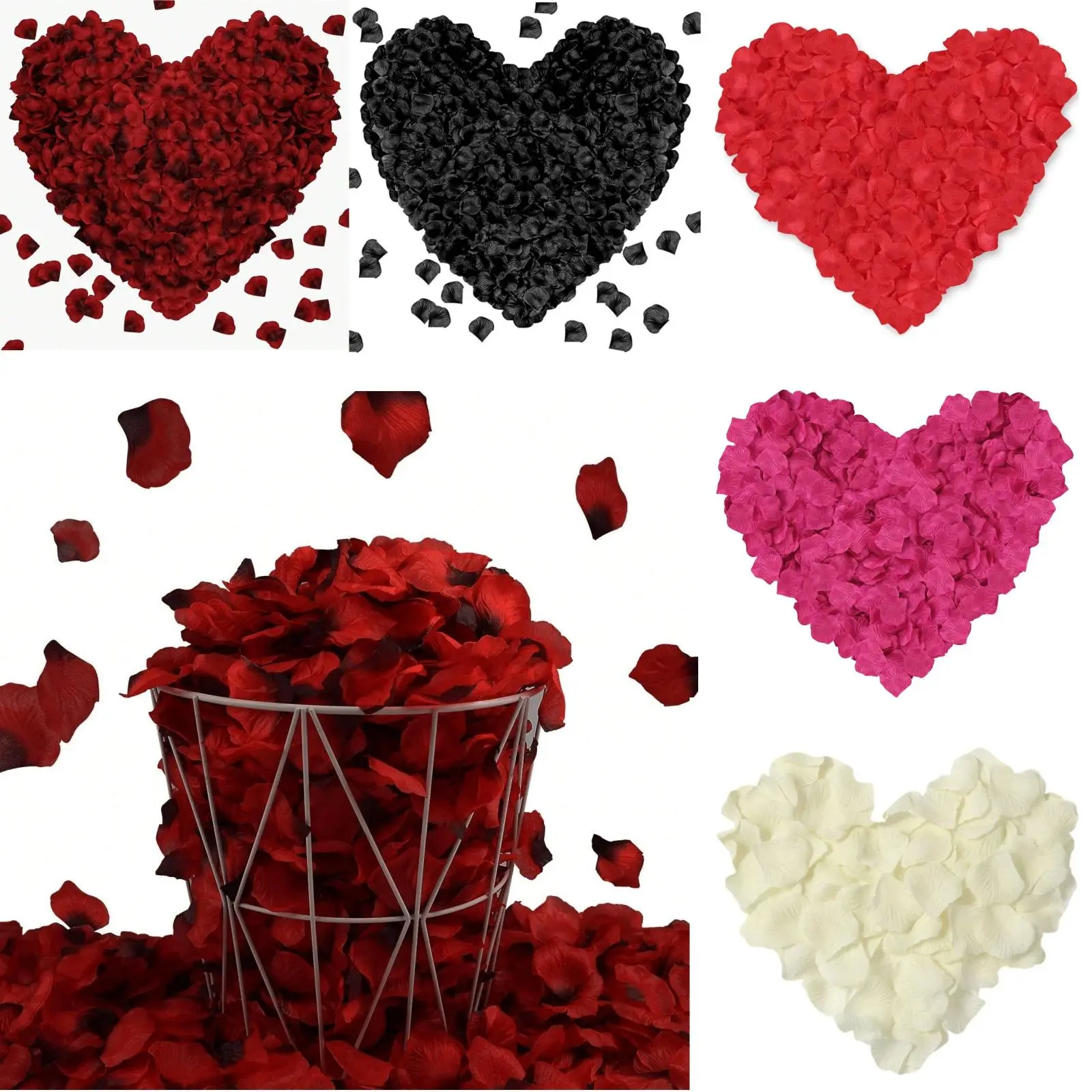Artificial Rose Petals, 1000pcs/set DIY Artificial Rose Romantic Colorful Fake Rose Petals, Decoration Supplies for Wedding Birthday Festival Party, Ornaments, Artificial Flower Decorations, Floral Decor