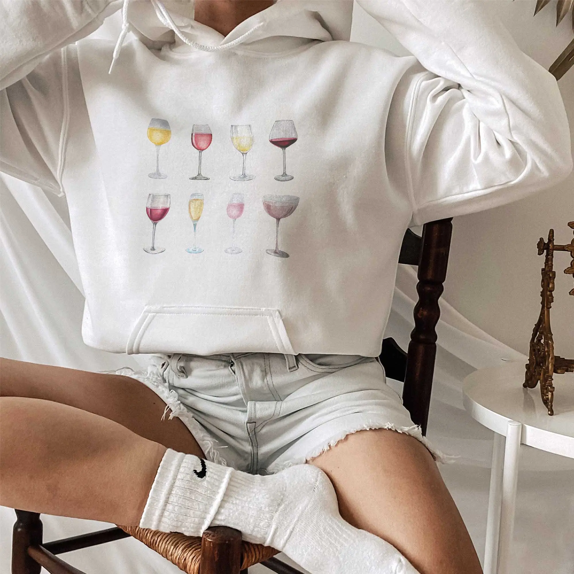 Wine Lover Sweatshirt Wine Sweatshirt Wine Enthusi Hoodie White, T-shirt Casual Classic Cotton Fabric Comfy Crewneck
