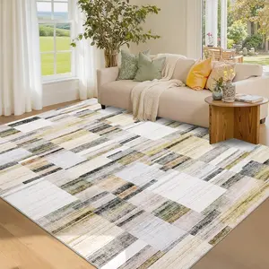 Modern Geometric Washable Carpet Soft Non-linting Rug Anti-fouling and Non-slip for Living Room Bedroom Restaurant Farmhouse Office