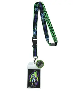 DC Comics Batman Lanyard Futuristic Tech Breakaway ID Name Badge Holder Neck Strap with 1 1/2" Rubber Charm