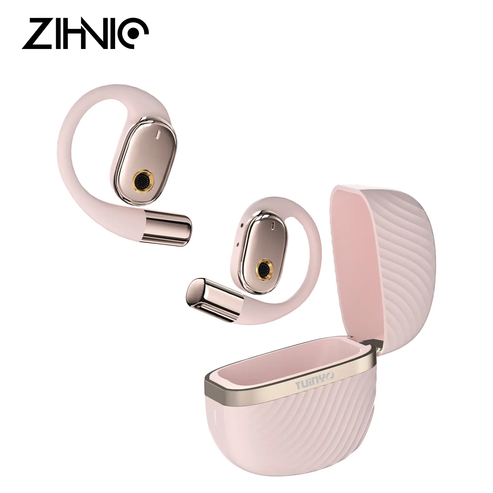 ZIHNIC S06 Open Ear Headphones,True Wireless Earbuds With Bluetooth V5.4,Fast Charging,35Hrs Playtime, Waterproof for Sports, Driving, Office Audio Ea