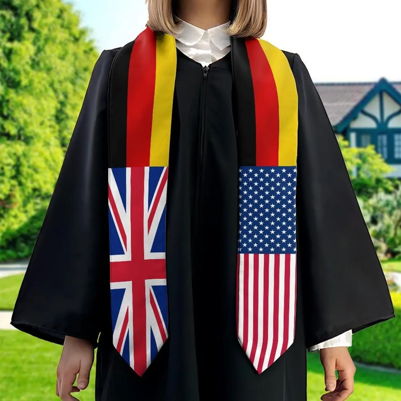 Personalized Three Flag Graduation Stole Combination Nation Graduation Sash Class Of 2025 Stoles Mixed Flags Graduation Stoles USSA1
